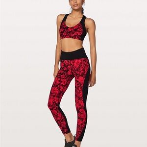 LULULEMON Train Times 7/8 Pant Blocked 25" Red Black Floral Size 2